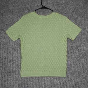 Vintage Baxter Wells Mens Green Textured Knit Short Sleeve‎ Sweater Size M